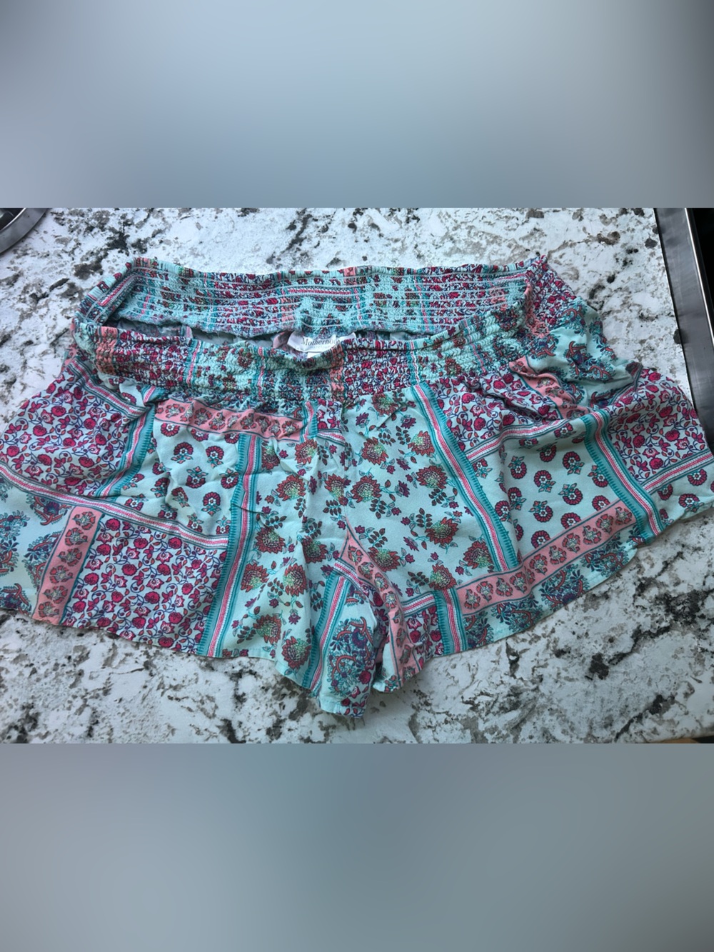 Motherhood Maternity Teal & Pink Floral Elastic-Waist Athletic Shorts